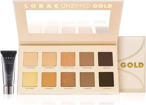 Actual product image Lorac Unzipped Gold Eye Shadow Palette With Mini Behind the Scenes Eye Primer (Gold)