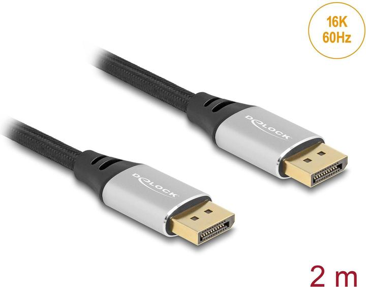 Produktbild Delock DisplayPort Kabel 16K 60 Hz 2 m silber Metall (2 m, DisplayPort)