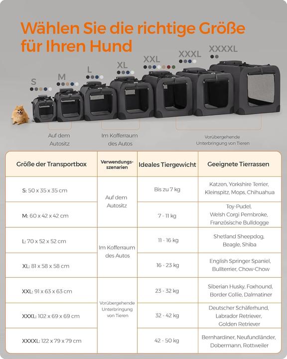 Produktbild Feandrea Faltbare Hundetransportbox XXL, PDC090G02 (Hund, Faltbar, Atmungsaktiv)