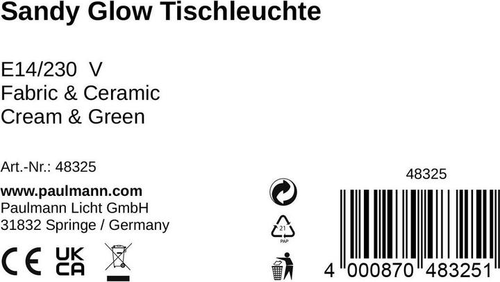 Nährwerte und Zutaten Pauleen Sandy Glow (E14)