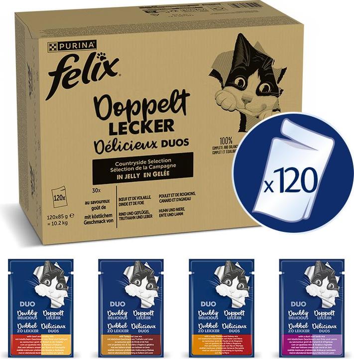 Felix Twice as tasty meat (Adult, 120 pcs., 10200 g)
