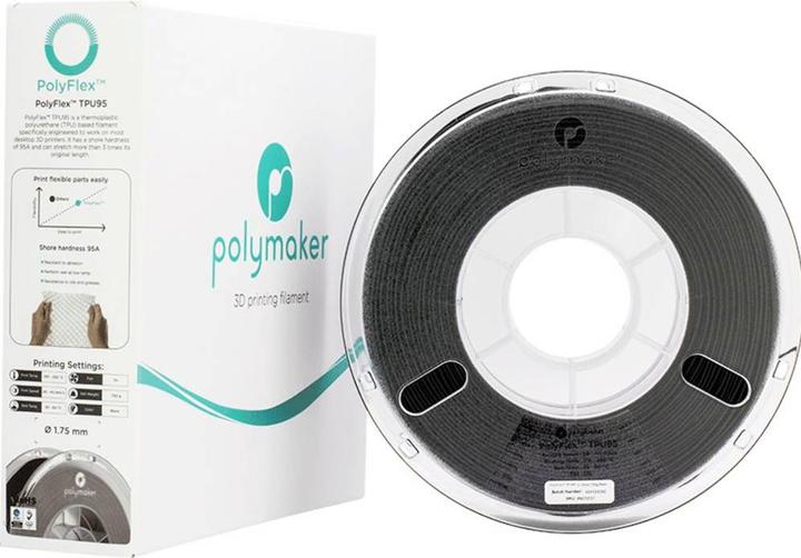 Actual product image Polymaker PolyFlex TPU95 V2 - Black - 1.75mm (TPU, 1.75 mm, 750 g, Black)
