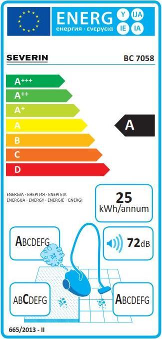 Energie-Label Severin Bodenstaubsauger BC 7058