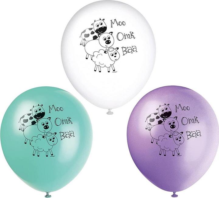 Image du produit Unique Party Latex animaux de la ferme ballons (pack de 8) (8 x)