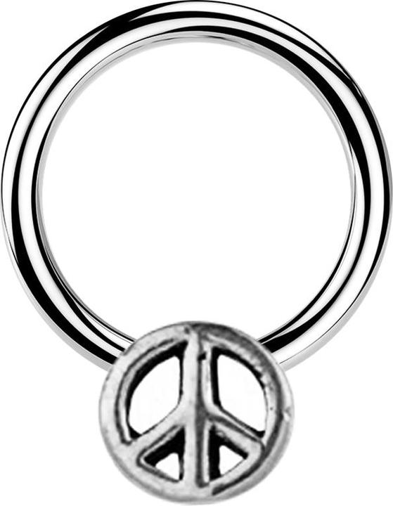 Star Piercing Micro Closure Ring silber Peace silber (Messing, Chirurgenstahl 316L)