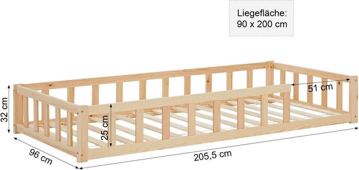 Produktbild Juskys Bodenbett (90 x 200 cm)