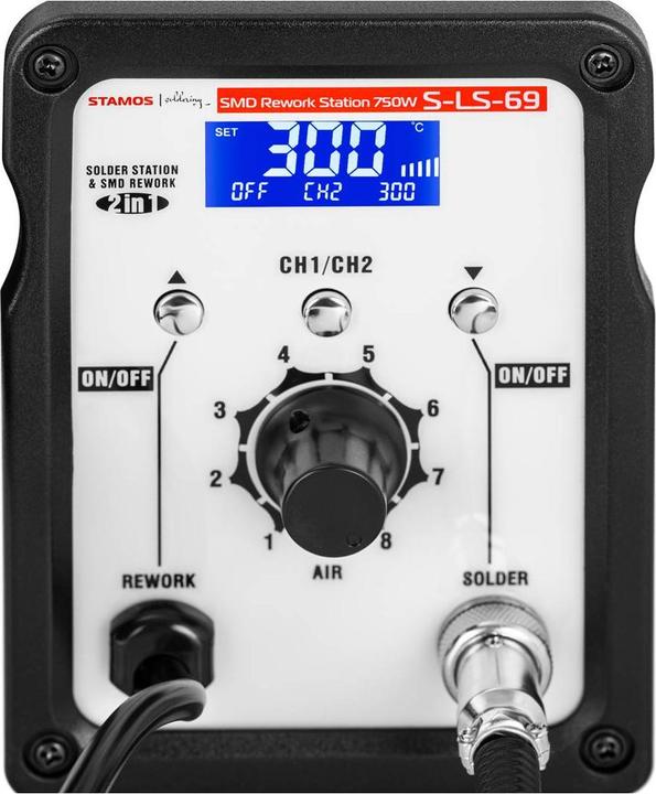 Produktbild Stamos SMD Lötstation Heissluft Lötstation SMD Rework 750 W 500 °C LCD-Display