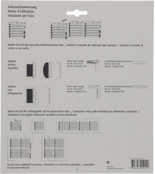 Image du produit Suprex Grille d'aération Modulaire avec moustiquaire, 4 pièces