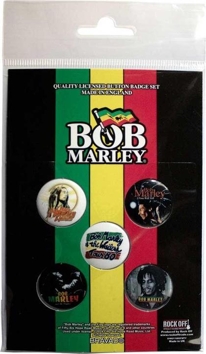 Actual product image Bob Marley Bob & The Wailers Badge Set (Pack of 5)