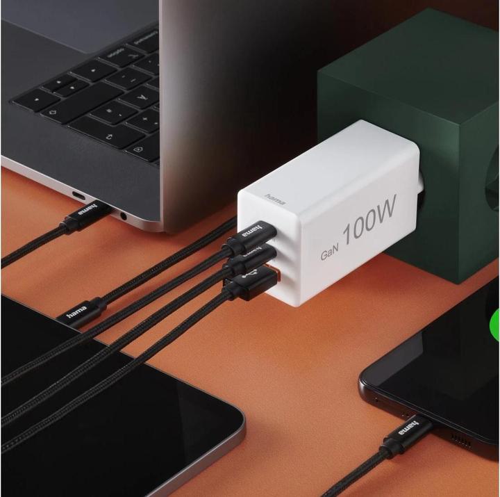 Produktbild Hama Schnellladegerät GaN, 2x USB-C PD, 1x USB-A Q (100 W)