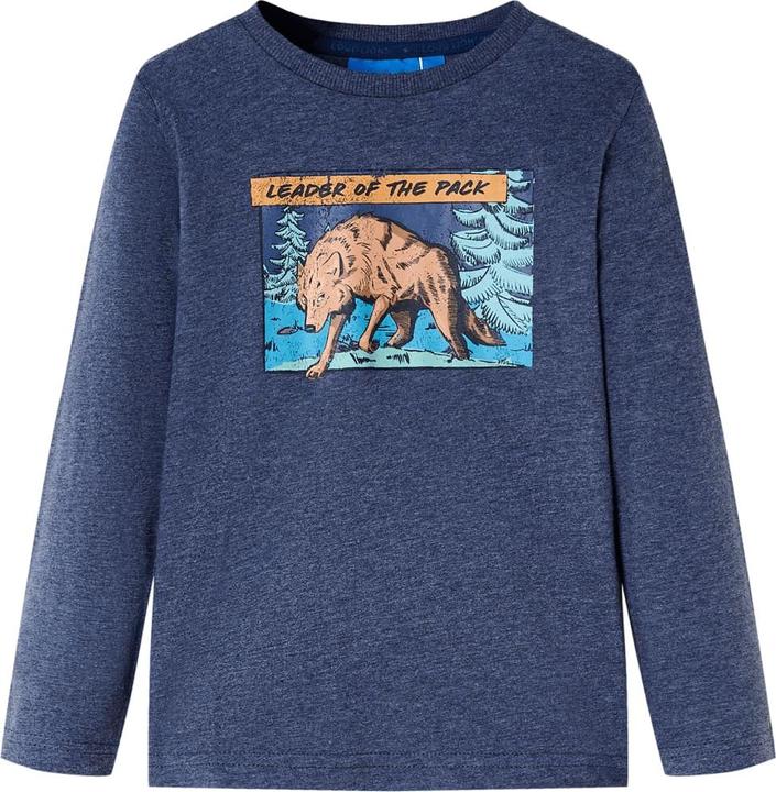 VidaXL Kinder-Langarmshirt Dunkelblau Melange 128,Material: 100 (128)