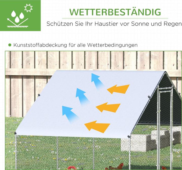Produktbild PawHut Hühnerstall Stahl, Kunststoff Silber+Grau