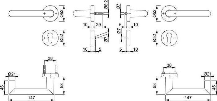 Produktbild Hoppe Feuerschutzgarnitur Rotterdam FS-1401/42H/42HS (Türgriff)