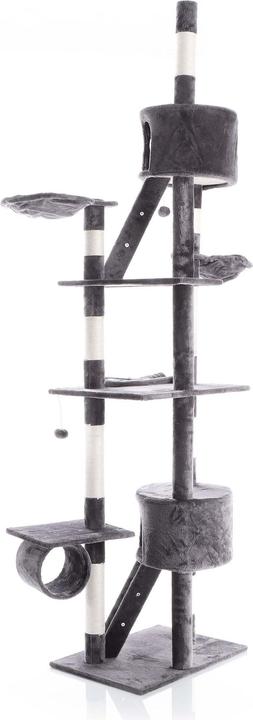 Actual product image Wiltec Cat Tree Scratching Post Climbing Tree 240-260cm in Dark-grey with Caves, Hammocks and Platforms (260 cm, Dark grey)