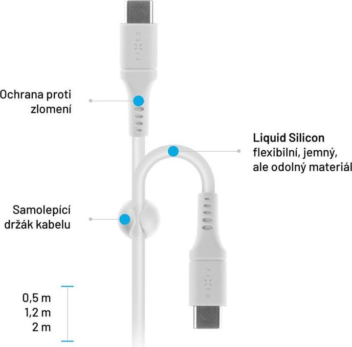 Actual product image Fixed Liquid Silicone Cable USB-C/USB-C, 2m, 60W, white (2 m, 60 W)