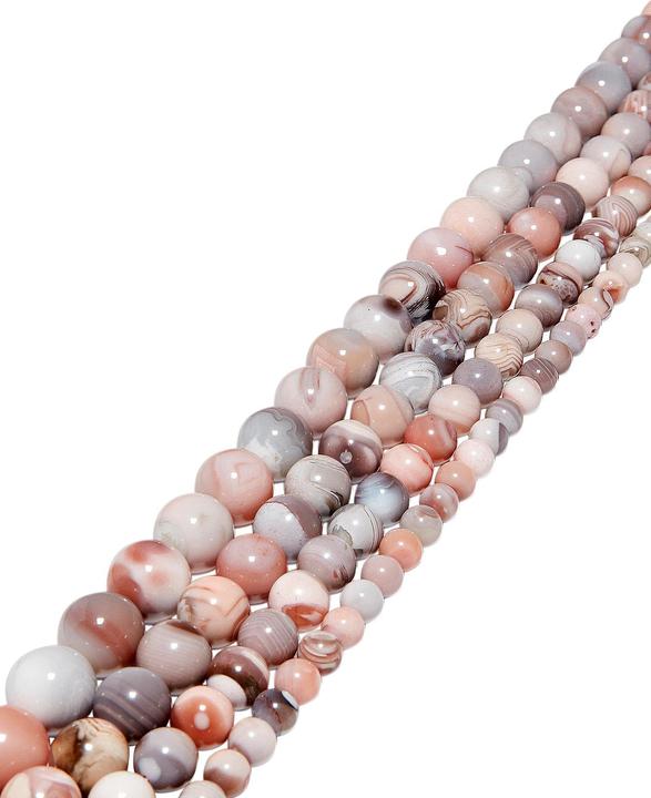 Produktbild Leyda Botswana Achat Strang rosa-grau poliert