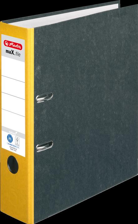 Herlitz Cartella maX.file nature, larghezza dorso: 80 mm, dorso giallo, con copertina in carta marmorizzata (A4, 80 mm, 1 Pezzo/i)