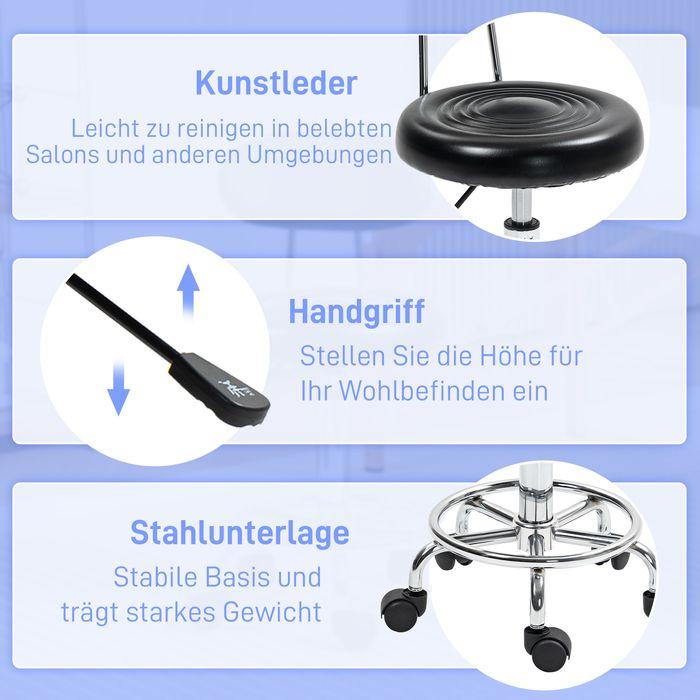 Actual product image Swisshandel24 Rollhocker höhenverstellbar Drehhocker Drehbar Salon Hocker mit Lehne, Rädern