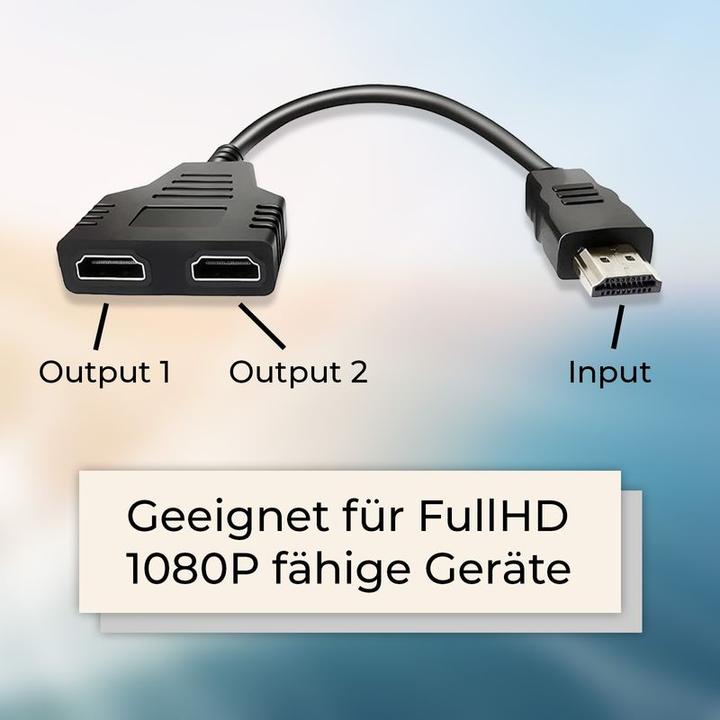 Produktbild Hermex HDMI Splitter Adapter 2in1 (1in/2out) Verteiler Mehrfachanschluss (0.30 m, HDMI)