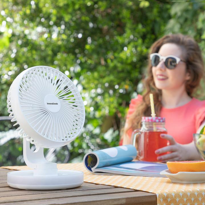 Produktbild InnovaGoods Tischventilator mit Akku und LED FanLed Ø6,6" 4000 mAh (40 dB)