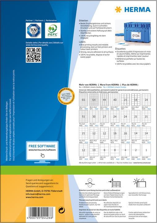 Produktbild HERMA Universal Etiketten A4