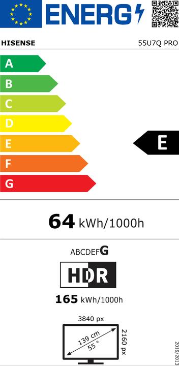 Energie-Label Hisense TV 55U7Q PRO (55", LED, 4K, 2025)