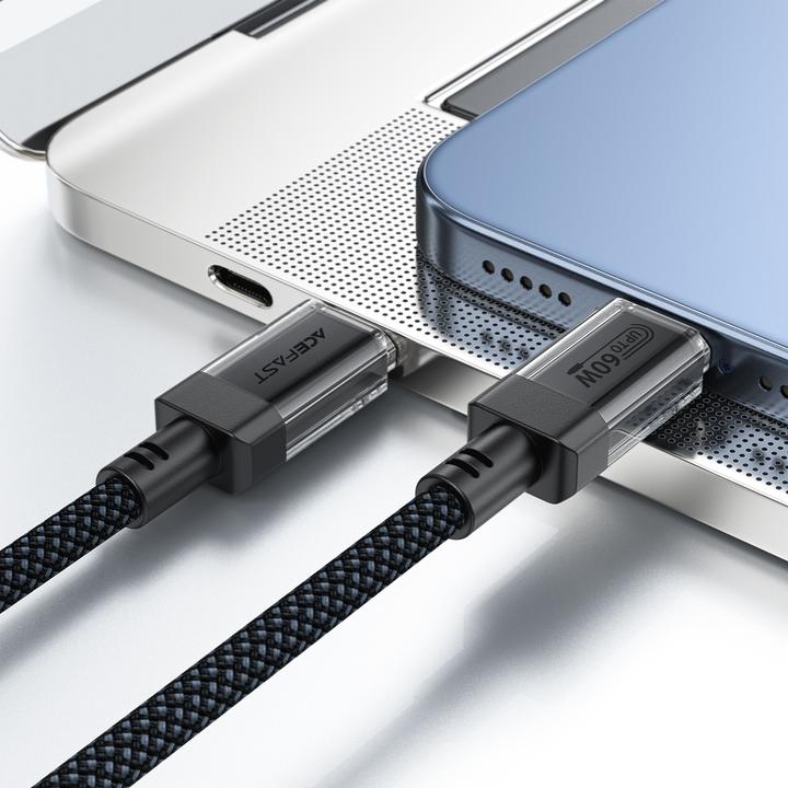 Image du produit Acefast C12 USB-C / USB-C PD cable 60W 480Mb/with nylon braid - black (1.20 m, USB 3.0, 60 W)