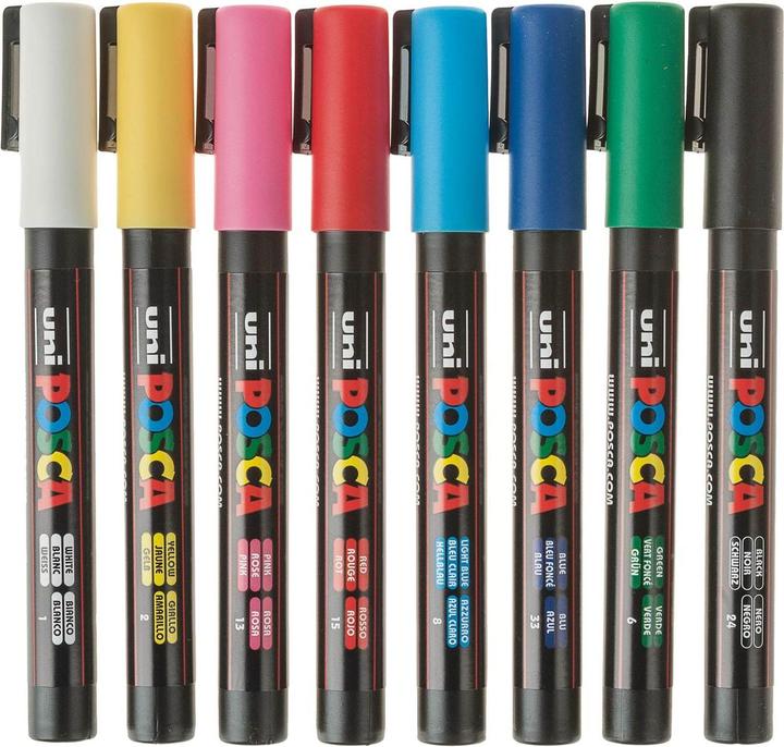 Actual product image Posca Marker PC-3M round tip (Multicolor, 1.30 mm, 8 x)