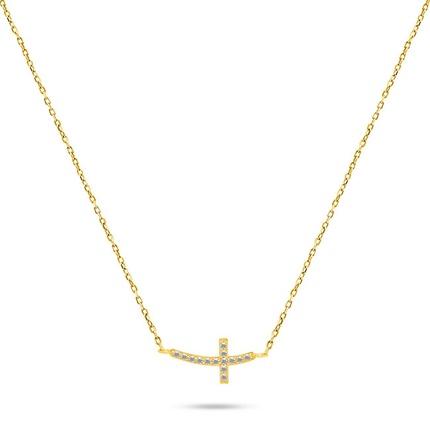 Brilio Silver - Gold-plated cross necklace with zircons NCL57Y