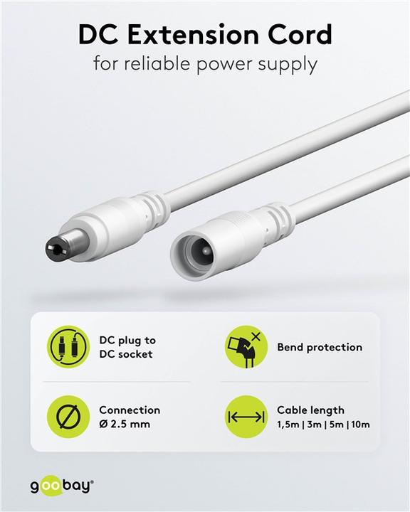 Produktbild Goobay DC-Verlängerungskabel, 10 m, weiss (10 m)