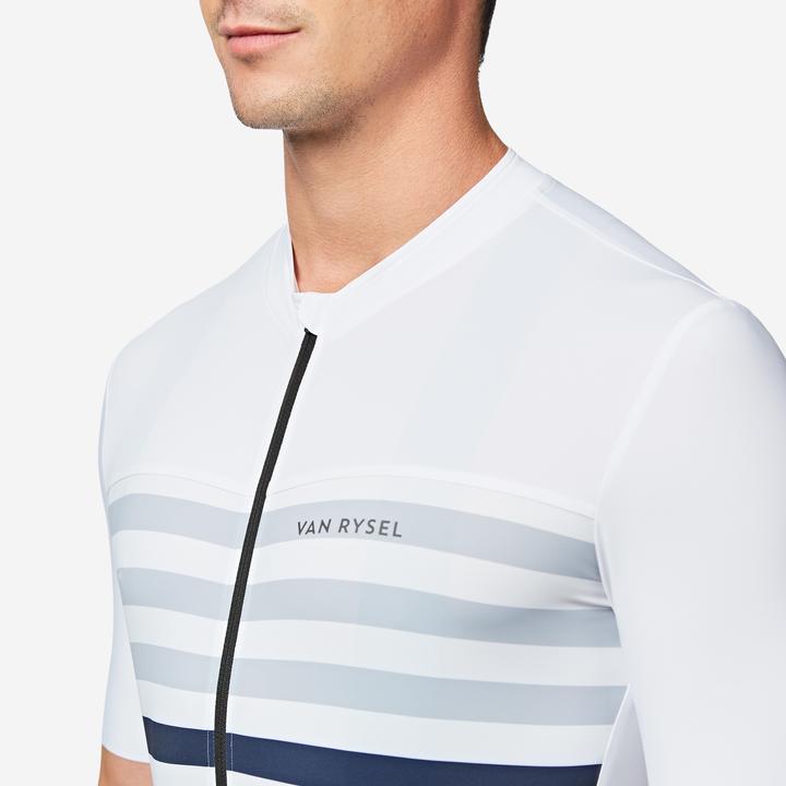 Image du produit Van rysel Maillot vélo route manches courtes été ajusté homme - EDR 2 blanc marinière (L)