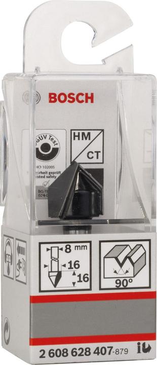 Produktbild Bosch Professional Zubehör V-Nutfräser, 8 mm, D1 16 mm, L 16 mm, G 45 mm, 90°