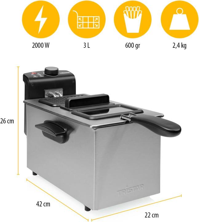 Immagine prodotto Tristar FR-6947 Friggitrice PRO, nero/acciaio inox (Spina UE)