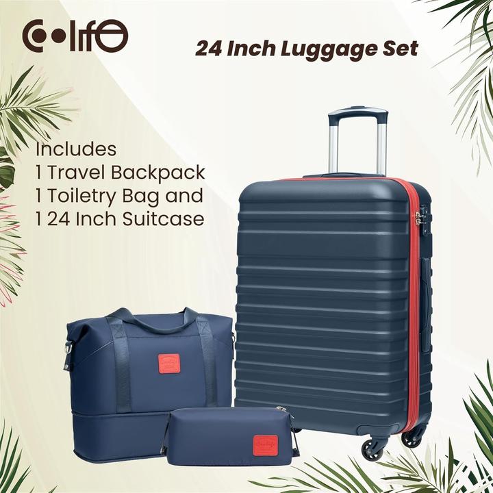 Produktbild Coolife 3-teiliges Hartschalenkoffer-Set mit TSA-Schloss (60 l, M (50 - 90l))