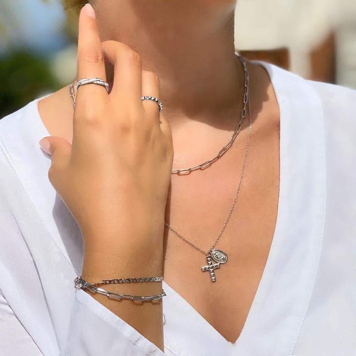 Immagine prodotto Candy Collana di graffette Sanda, argento 925 (Argento 925, 42 - 45 cm)