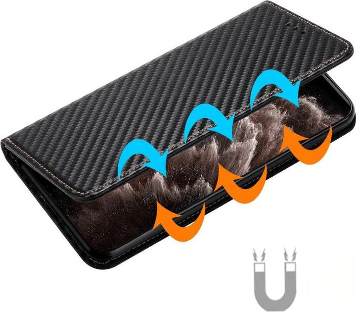 Produktbild Cover-Discount iPhone 15 Plus - Carbon Look Flip Case Hülle schwarz (Apple iPhone 15 Plus)