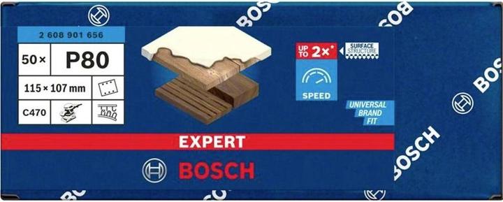 Actual product image Bosch Professional Zubehör EXPERT C470 Sandpaper, 115 x 107 mm, G 80, 50 pieces (G80)