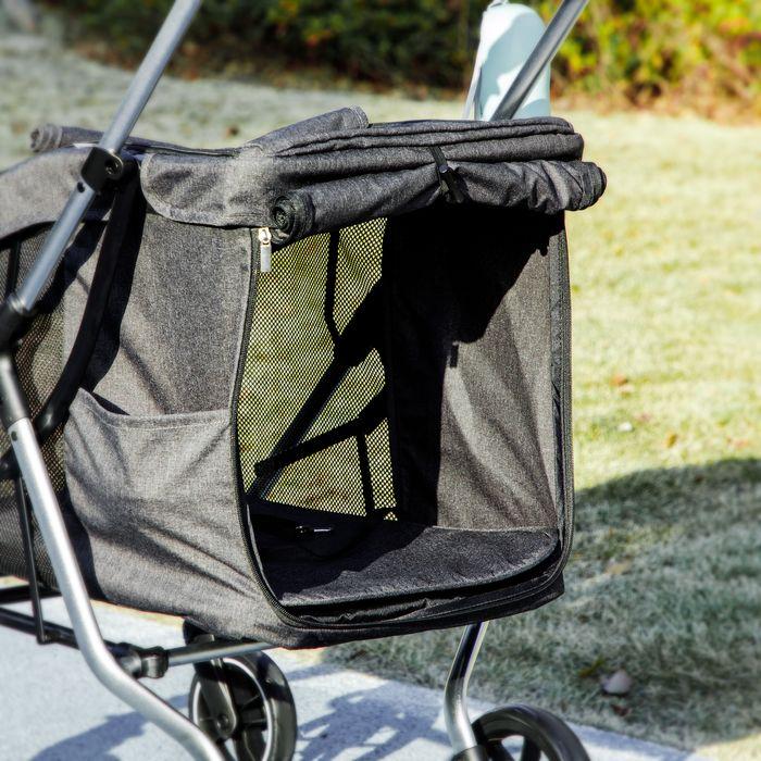 Image du produit Swisshandel24 Hundewagen Hundebuggy klappbar für Hunde & Katzen bis 10 kg Katzenbuggy, grau (Chat, Chien, Pliable, Lavable, Respirant)