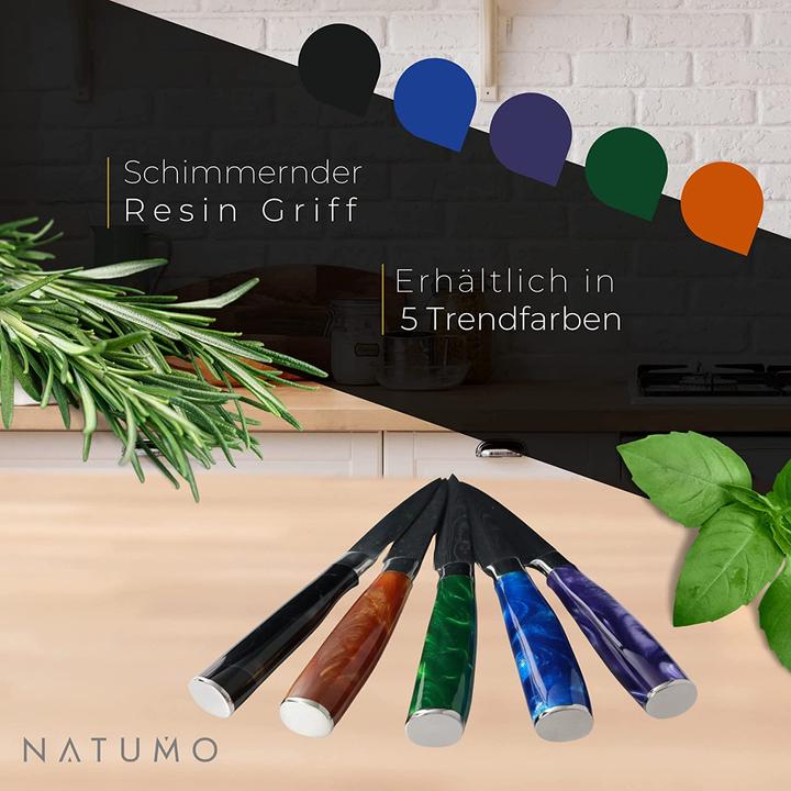 Actual product image Natumo Kitchen knife set 9 pieces in purple