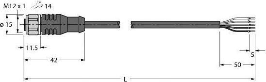Produktbild Turck Aktuator- und Sensorleitung PP-EPDM Anschlussleitung RKCV4.5T-2/TFW (2 m)