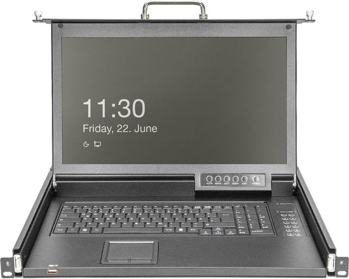Produktbild Digitus Modulare HD LCD TFT Konsole, TR Tastatur mit 1 Port KVM, TR-Tastatur, RAL 9005 schwarz