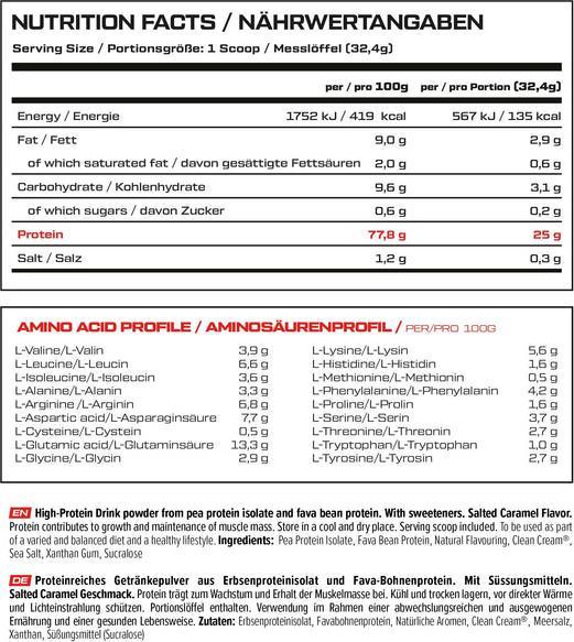 Nährwerte und Zutaten Vast Pro Plant Planted-Based Protein Isolate (900G Dose) (Erdbeere, 1 Stk., 900 g)