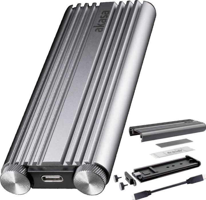 Actual product image Akasa external M.2 NVMe enclosure, USB 3.2, aluminium (M.2)