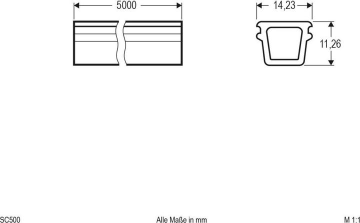 Actual product image EVN SC500 aluminium tile profile inc cover 200cm