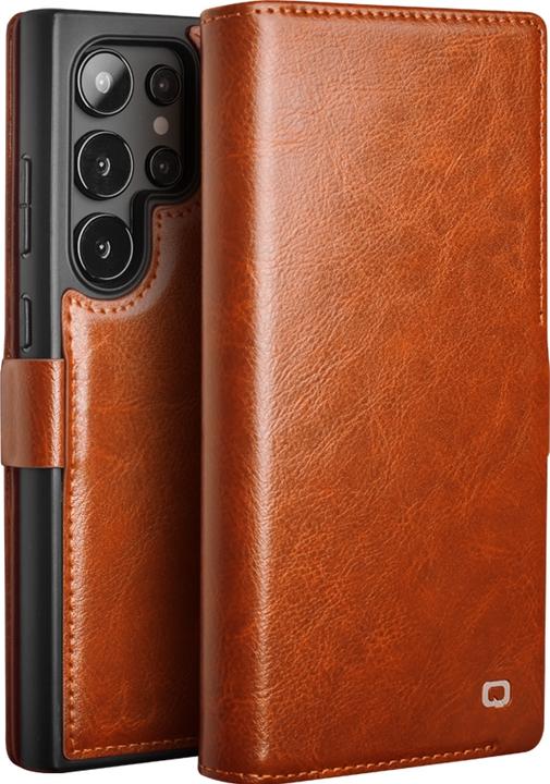 Actual product image QiAlino Hülle Flip mit magnetischem Verschluss Hellbraun (Samsung Galaxy S25 Ultra)