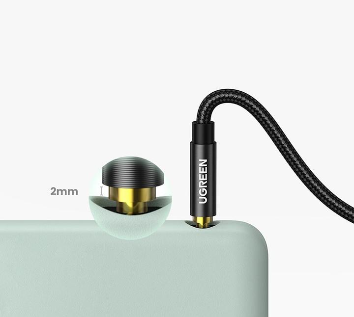 Actual product image Ugreen angled AUX cable 2 x mini jack 3.5mm 1.5m blue (AV112) (1.50 m)