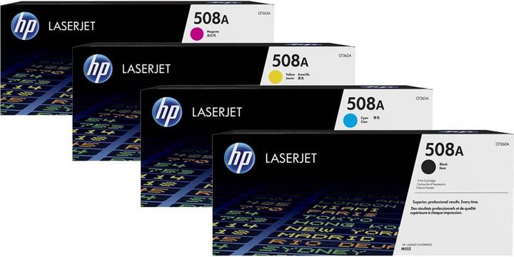 Actual product image HP Original CF360A / 508A SET set with all four colours (M, FC, Y, C)