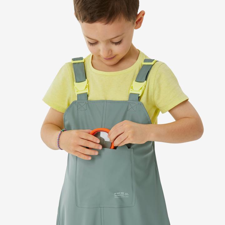 Actual product image Quechua Regenhose Latzhose Kinder wasserdicht Wandern - MH900 grün (122)