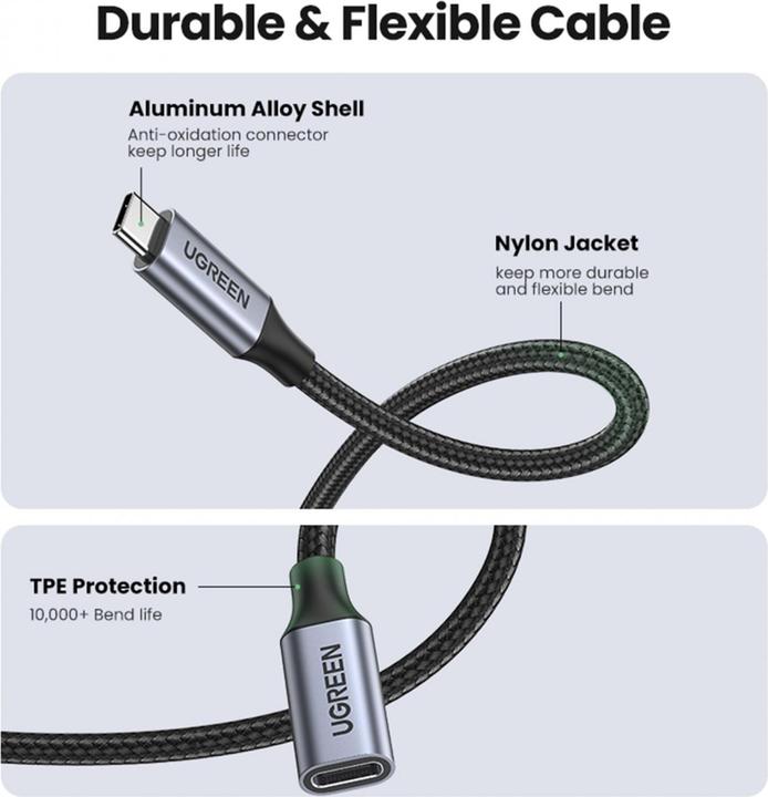Actual product image Ugreen USB C – USB C (1 m, USB 3.1, 100 W)