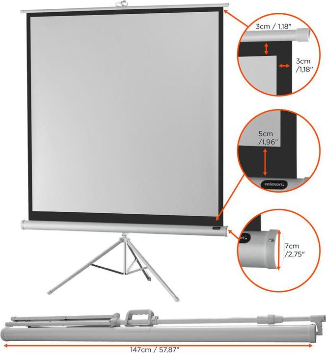 Immagine prodotto Celexon Schermo treppiede economico - Schermo di proiezione con treppiede - 188 cm (74") (74.02", 1:1)